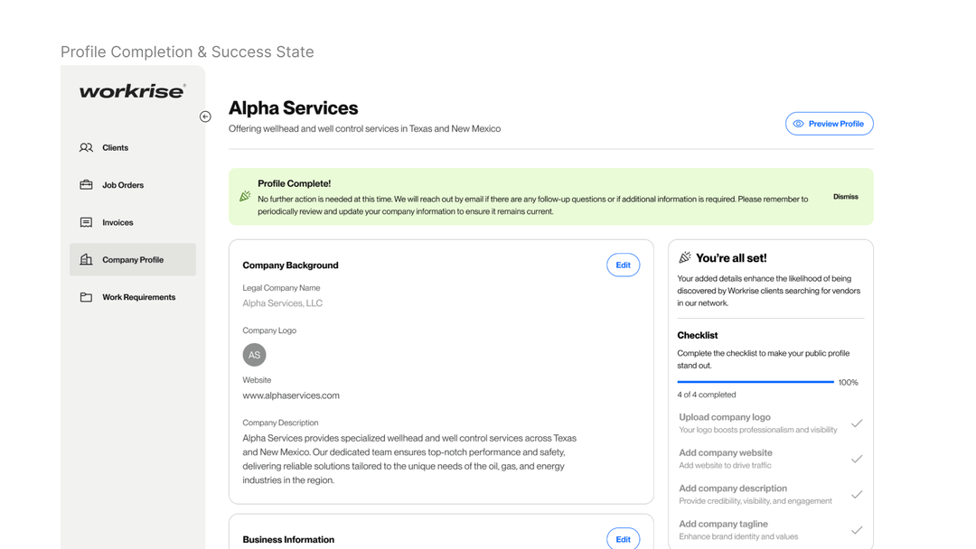 Mid-fi wireframe — success state